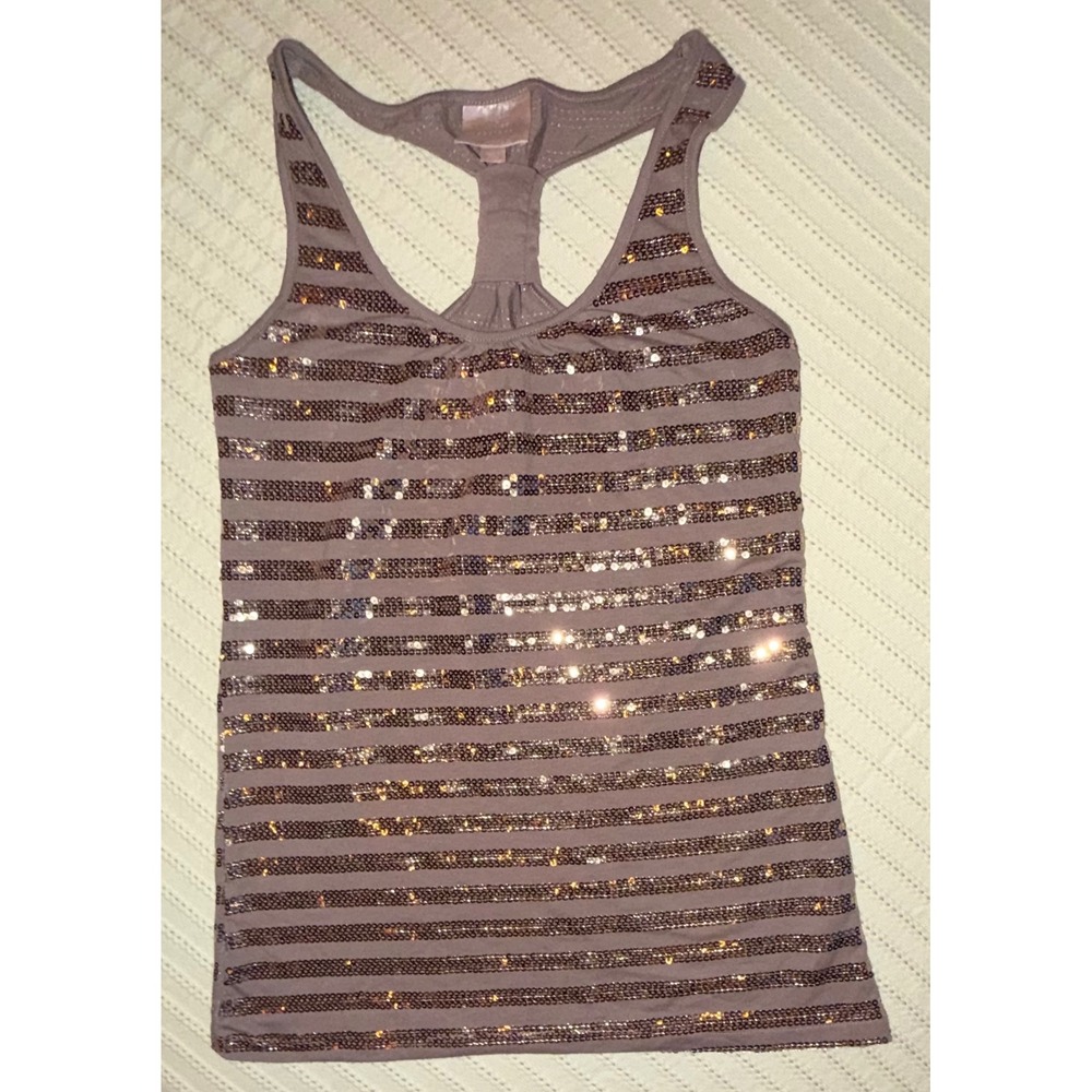 Romeo & Juliet Couture Sequin Striped Racerback Tank Top